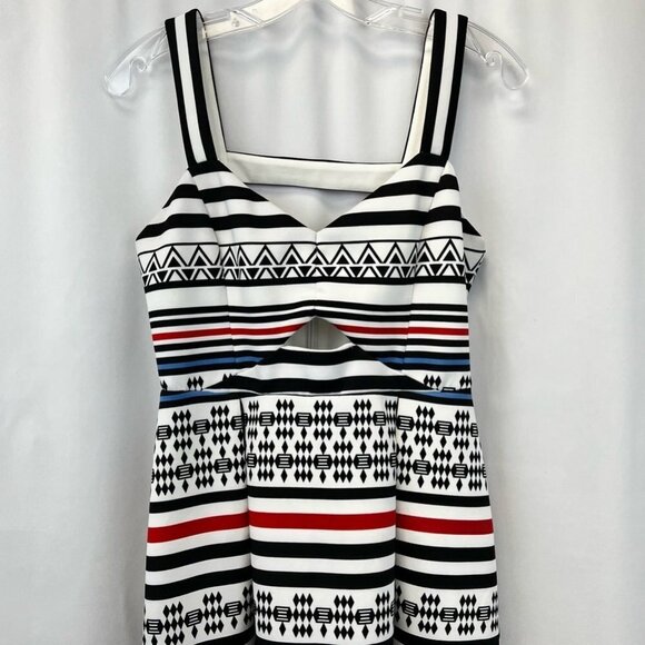 Guess Womens Sundress Multicolor Cut Out Geometric Stripe Straps Stretch 6 - Picture 2 of 12